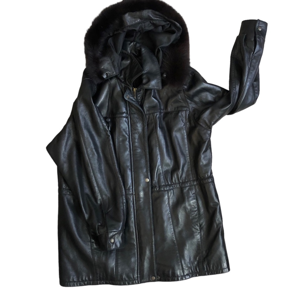 Black Leather Jacket Men’s Coat Size M Satin Lining like new